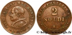 VATICAN ET ÉTATS PONTIFICAUX 2 Soldi (10 Centesimi) Pie IX an XXI 1867 Rome