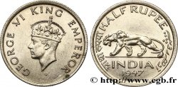 INDIA 1/2 Roupie Georges VI / tigre 1947 Bombay (Mumbai)