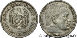 GERMANY 5 Reichsmark Maréchal Paul von Hindenburg 1936 Muldenhütten - E
