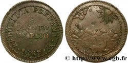 PERU 1/4 Peso monnayage provisoire républicain
 1823 Lima