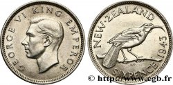 NEW ZEALAND 6 Pence Georges VI 1943 