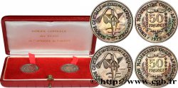ÉTATS DE L AFRIQUE DE L OUEST (BCEAO) Coffret de deux essais de 50 Francs en argent 1972 Paris SPL 