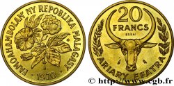 MADAGASCAR Essai de 20 Francs - 4 Ariary buffle / fleurs 1970 Paris