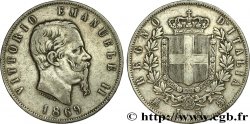 ITALIE 5 Lire Victor Emmanuel II 1869 Milan