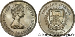 ÎLES FALKLAND 50 Pence jubilé d’argent d’Élisabeth II 1977 