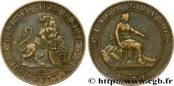 ESPAGNE 5 Centimos “ESPAÑA” assise / lion au bouclier 1870 Oeschger Mesdach & CO TTB 