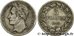BELGIEN 5 Francs Léopold Ier tête laurée 1848 