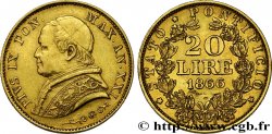 VATICAN AND PAPAL STATES 20 Lire Pie IX an XXI 1866 Rome XF/AU 