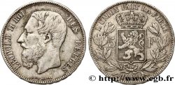 BELGIQUE 5 Francs Léopold II 1869 