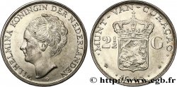 CURACAO 2 1/2 Gulden reine Wilhelmina des Pays Bas 1944 Denver AU 