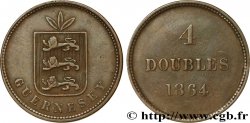 GUERNSEY 4 Doubles armes du baillage de Guernesey 1864 