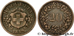 SUISSE 20 Centimes (Rappen) croix suisse 1859 Berne - B