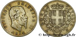 ITALIE 5 Lire Victor Emmanuel II 1874 Milan