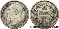 BELGIQUE 2 Frank (Francs) Léopold II légende flamande 1904 