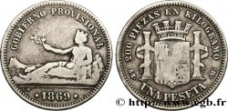 ESPAGNE 1 Peseta monnayage provisoire (1869) avec mention “Gobierno Provisional” 1869 Madrid
