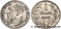 BELGIEN 1 Frank (Franc) Léopold II légende flamande variété sans point dans la signature 1909 