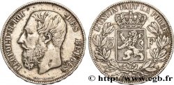 BELGIQUE 5 Francs Léopold II  1874 