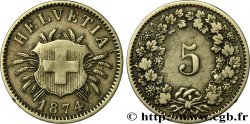 SUIZA 5 Centimes (Rappen) 1874 Berne