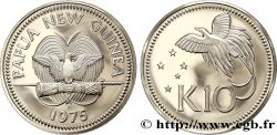PAPúA-NUEVA GUINEA 10 Kina Proof oiseau de paradis 1975 Franklin Mint