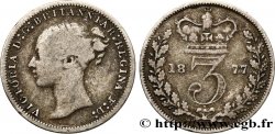 ROYAUME-UNI 3 Pence Victoria “Bun Head” 1877 