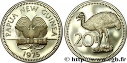 PAPúA-NUEVA GUINEA 20 Toea Proof oiseau de paradis / cassowary de Bennett 1975 