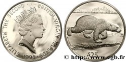 ÎLES VIERGES BRITANNIQUES 25 Dollars Proof Elisabeth II ours polaire 1993  SPL 