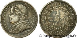 VATICANO Y ESTADOS PONTIFICIOS 1 Lire Pie IX type grand buste an XXI 1866 Rome
