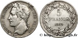 BELGIQUE 5 Francs Léopold Ier tête laurée 1849 