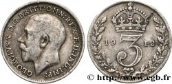 REINO UNIDO 3 Pence Georges V / couronne 1912 
