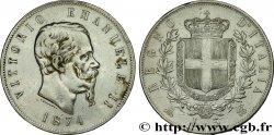 ITALIE 5 Lire Victor Emmanuel II 1874 Milan