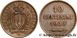 SAN MARINO 10 Centesimi écu aux trois tours 1935 Rome - R