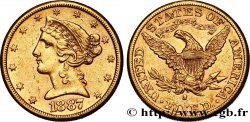 UNITED STATES OF AMERICA 5 Dollars  Liberty  1887 San Francisco