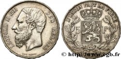 BELGIQUE 5 Francs Léopold II 1875 