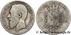 BELGIEN 2 Francs Léopold II légende française 1866 