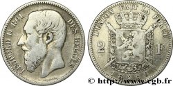 BELGIQUE 2 Francs Léopold II légende française 1866 