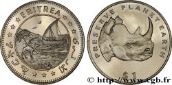 ERITREA 1 Dollar Proof Rhinocéros 1994 