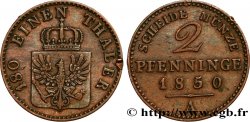 GERMANY - PRUSSIA 2 Pfenninge Royaume de Prusse écu à l’aigle 1850 Berlin