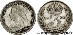 VEREINIGTEN KÖNIGREICH 3 Pence Victoria buste au voile 1900 