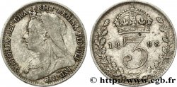 ROYAUME-UNI 3 Pence Victoria 1898 