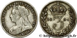 UNITED KINGDOM 3 Pence Victoria “Old head” 1894 