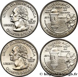 UNITED STATES OF AMERICA Lot de 2 monnaies 1/4 Dollar Commonwealth de Puerto Rico 2009 Philadelphie + Denver