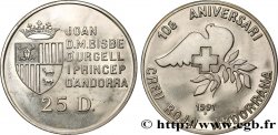 ANDORRA (PRINCIPALITY) 25 Diners Proof 10e anniversaire de la croix rouge à Andorre 1991  MS 