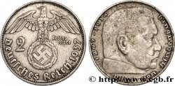 DEUTSCHLAND 2 Reichsmark aigle surmontant une swastika / Maréchal Paul von Hindenburg 1937 Munich - D