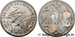 STATI DI L  AFRICA CENTRALE Essai de 50 Francs antilopes lettre ‘E’ Cameroun 1976 Paris