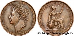 REGNO UNITO 1 Farthing Georges IIII tête laurée 1826 