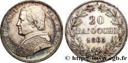 VATICAN ET ÉTATS PONTIFICAUX 20 Baiocchi Pie IX an XX 1865 Rome