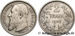 BELGIQUE 2 Frank (Francs) Léopold II légende flamande 1909 
