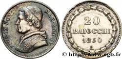 VATICAN ET ÉTATS PONTIFICAUX 20 Baiocchi Pie IX an IV 1850 Rome