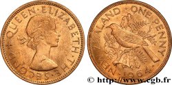 NEW ZEALAND 1 Penny Elisabeth II / oiseau Tui 1964 