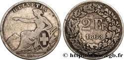 SUISSE 2 Francs Helvetia 1863 Berne TB 